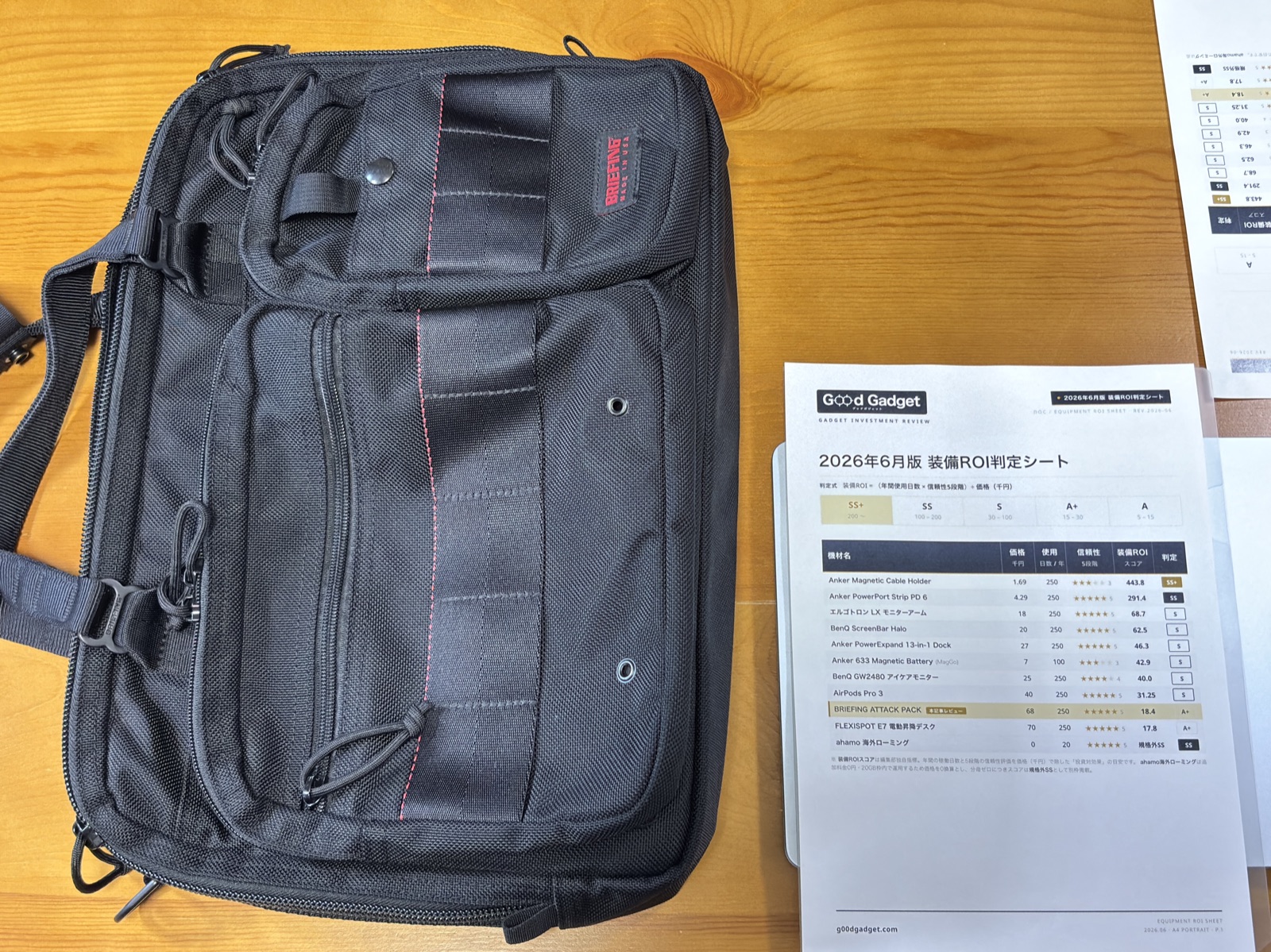 BRIEFING A4 LINERと書類 商談シーン