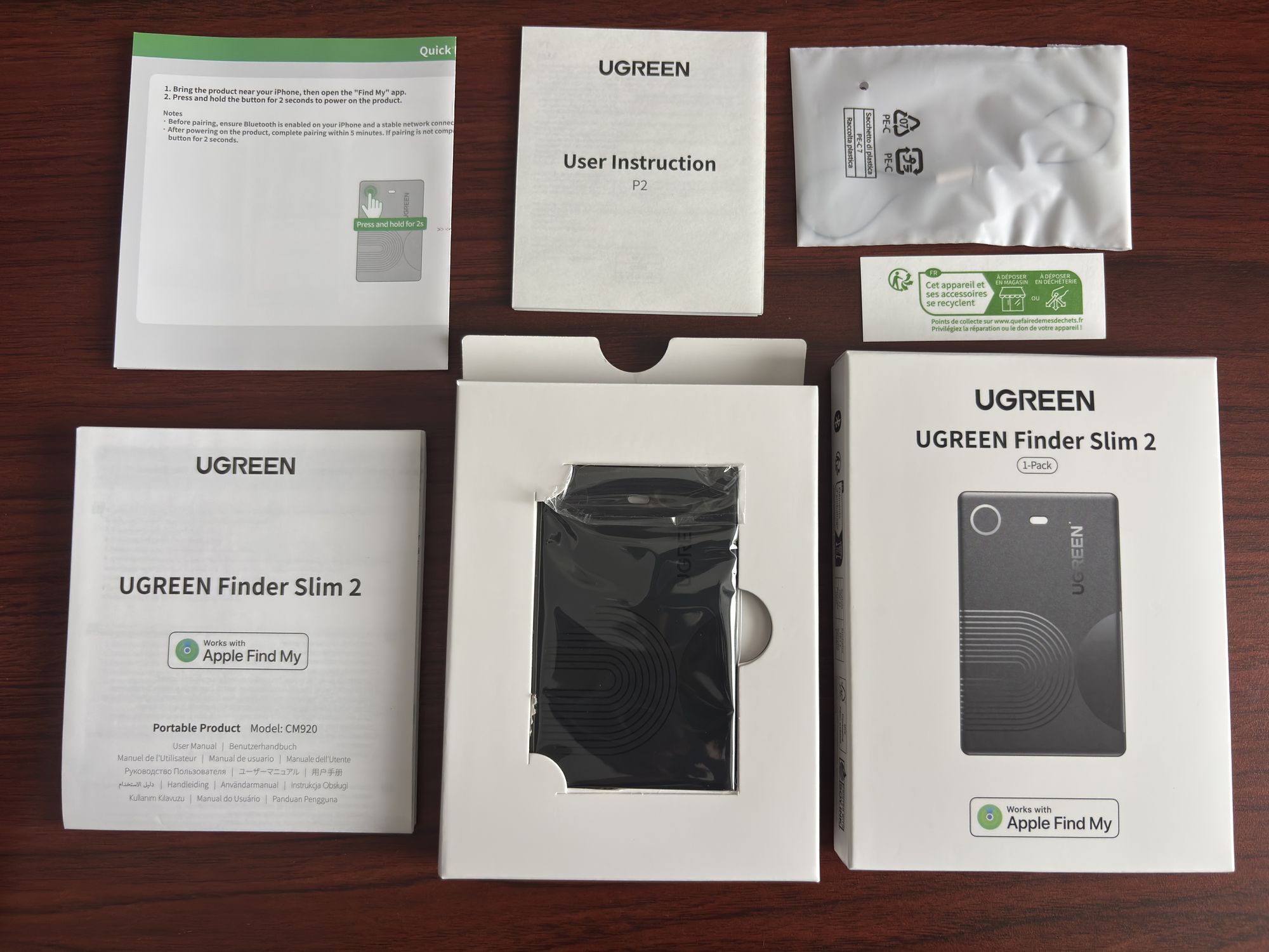 UGREEN Finder Slim 2の開封内容。マニュアルにもModel CM920の記載