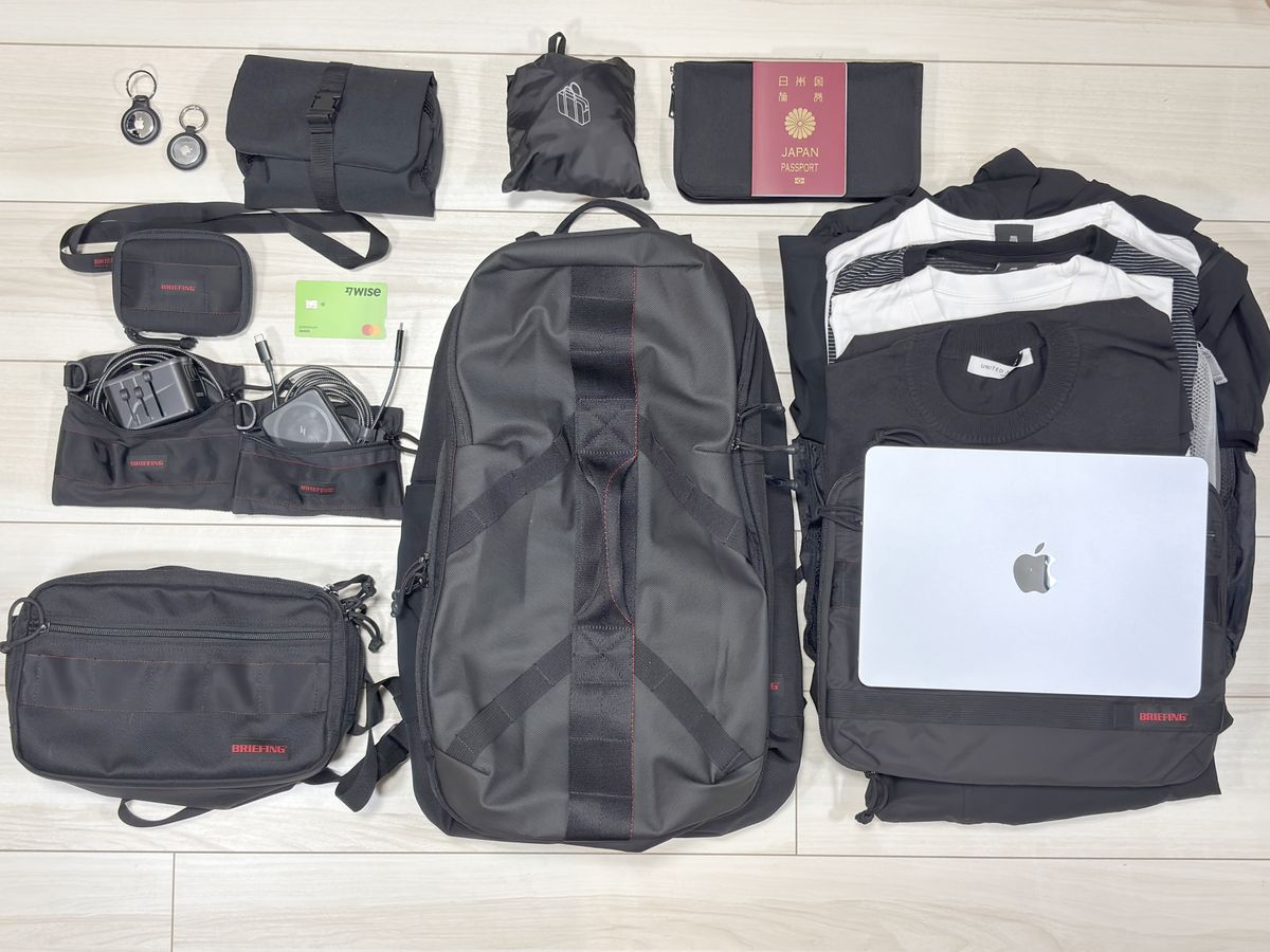 BRIEFING JET TRIP VIPER の収納物を全て展開した状態